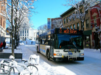 City bus on a snowy day
