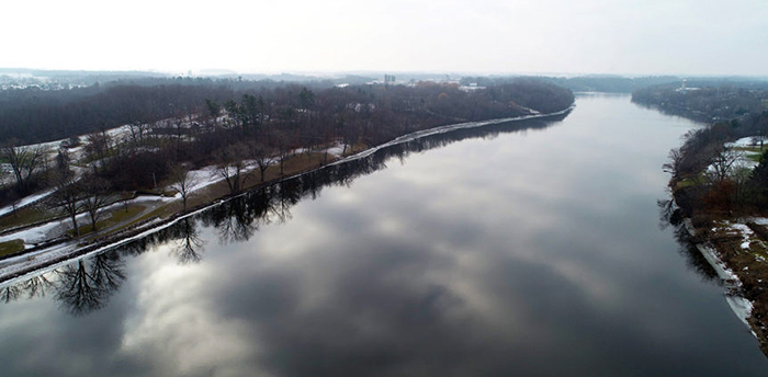 Overhead view of the Lower Fox River.