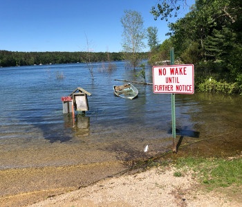 Elevated groundwater levels resulting in high lake levels at Fish Lake, a seepage lake near Hancock, WI. 